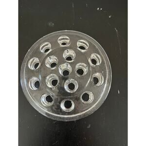 Vintage Clear Glass Flower Frog / Floral Stem Holder – 16-Hole Round Design